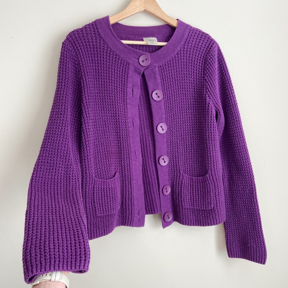 L.L. Bean Purple Women's Cardigan Sweater - Picture 4 of 8